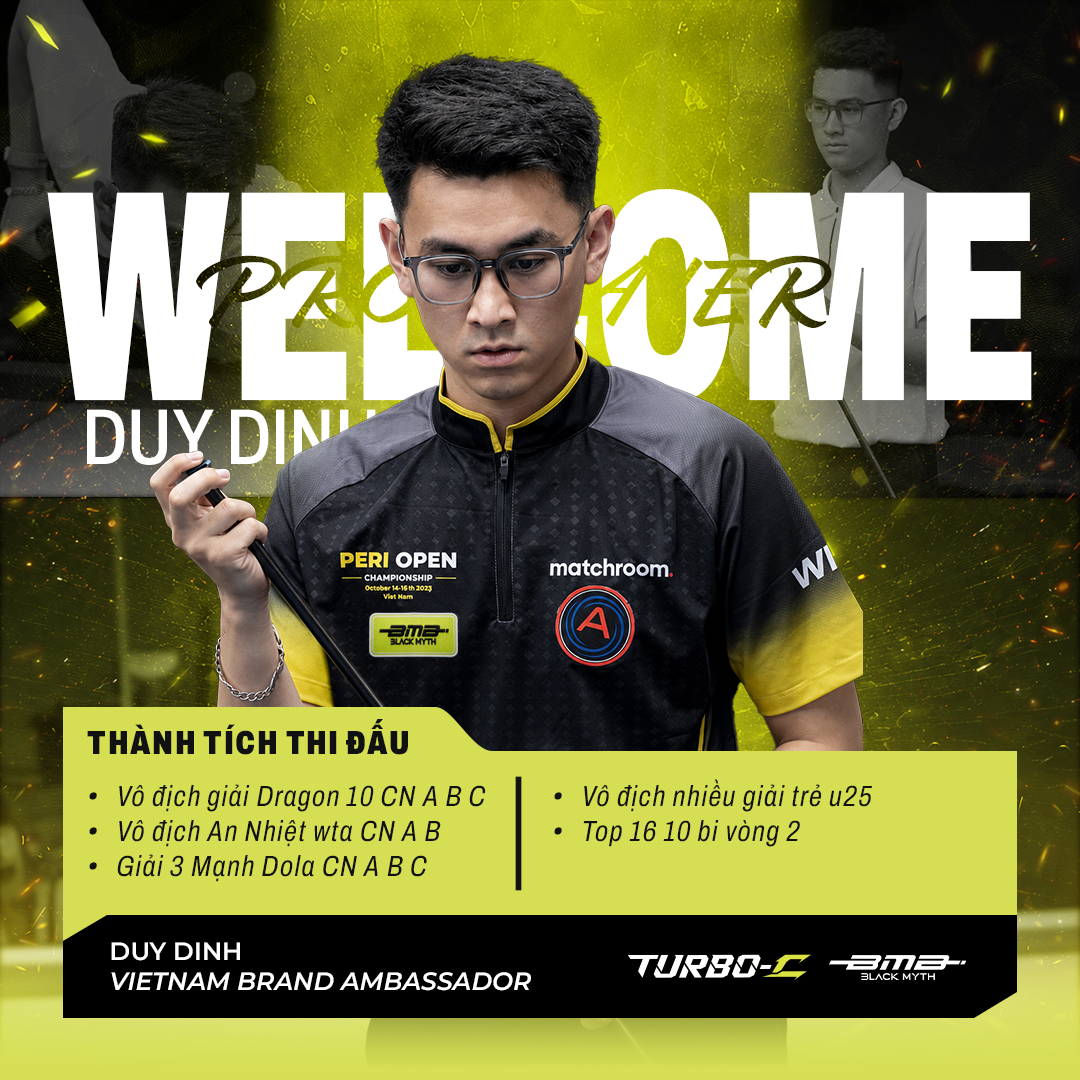 WELLCOME CƠ THỦ TRẺ DUY ĐINH GIA NHẬP TEAM BMB - BLACK MYTH BILLIARDS