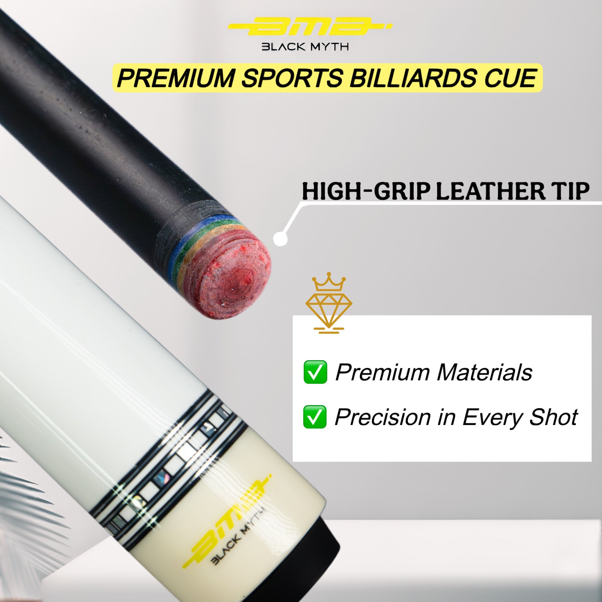 BMB Club Cue Elite Pearl White Carbon Billiard Cue - Professional Pool Cue 58