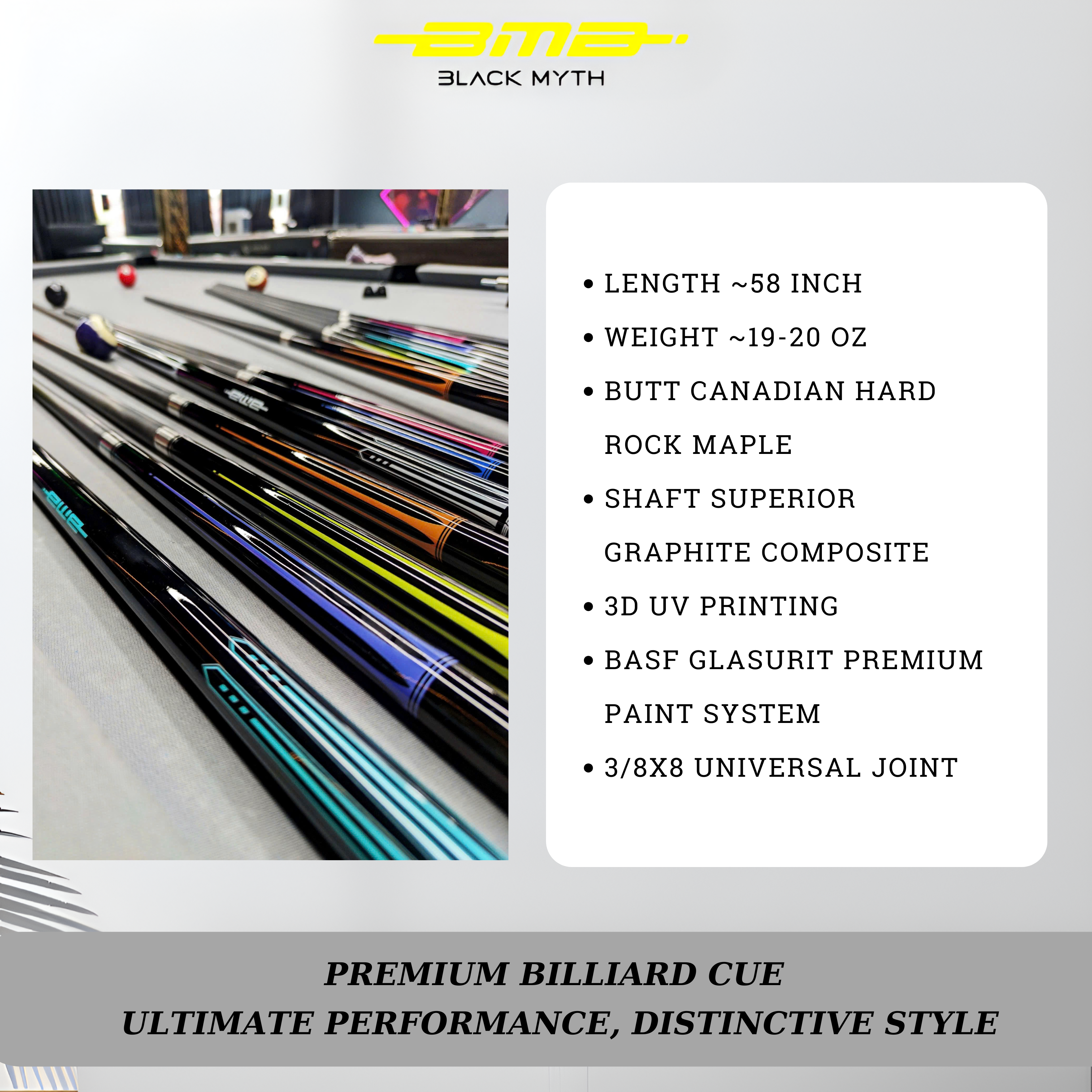 BMB Graphite Composite Pool Cue Cobalt Blue 58" - Professional