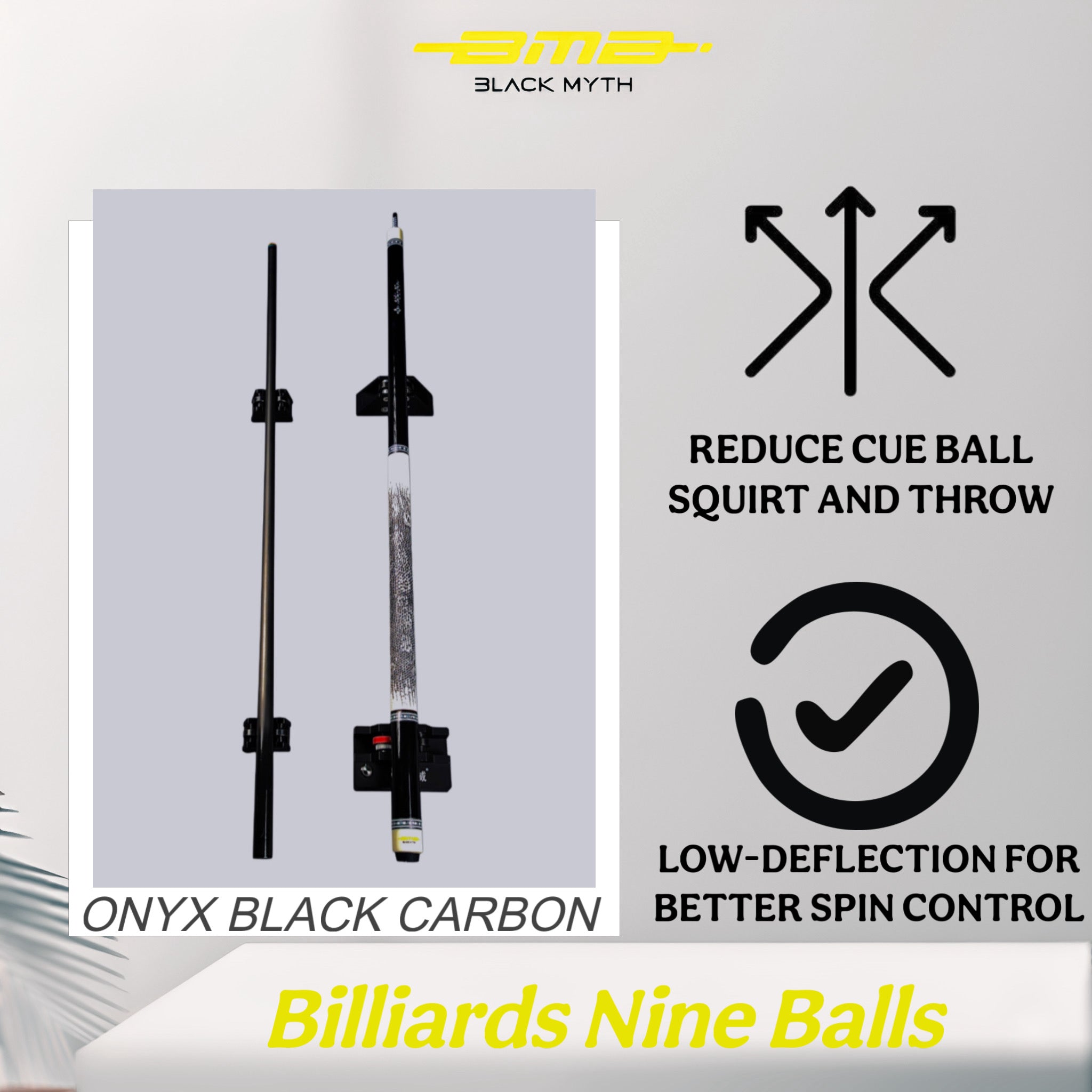 BMB Elite Onyx Black Carbon Billiard Cue - Professional Pool Cue 58