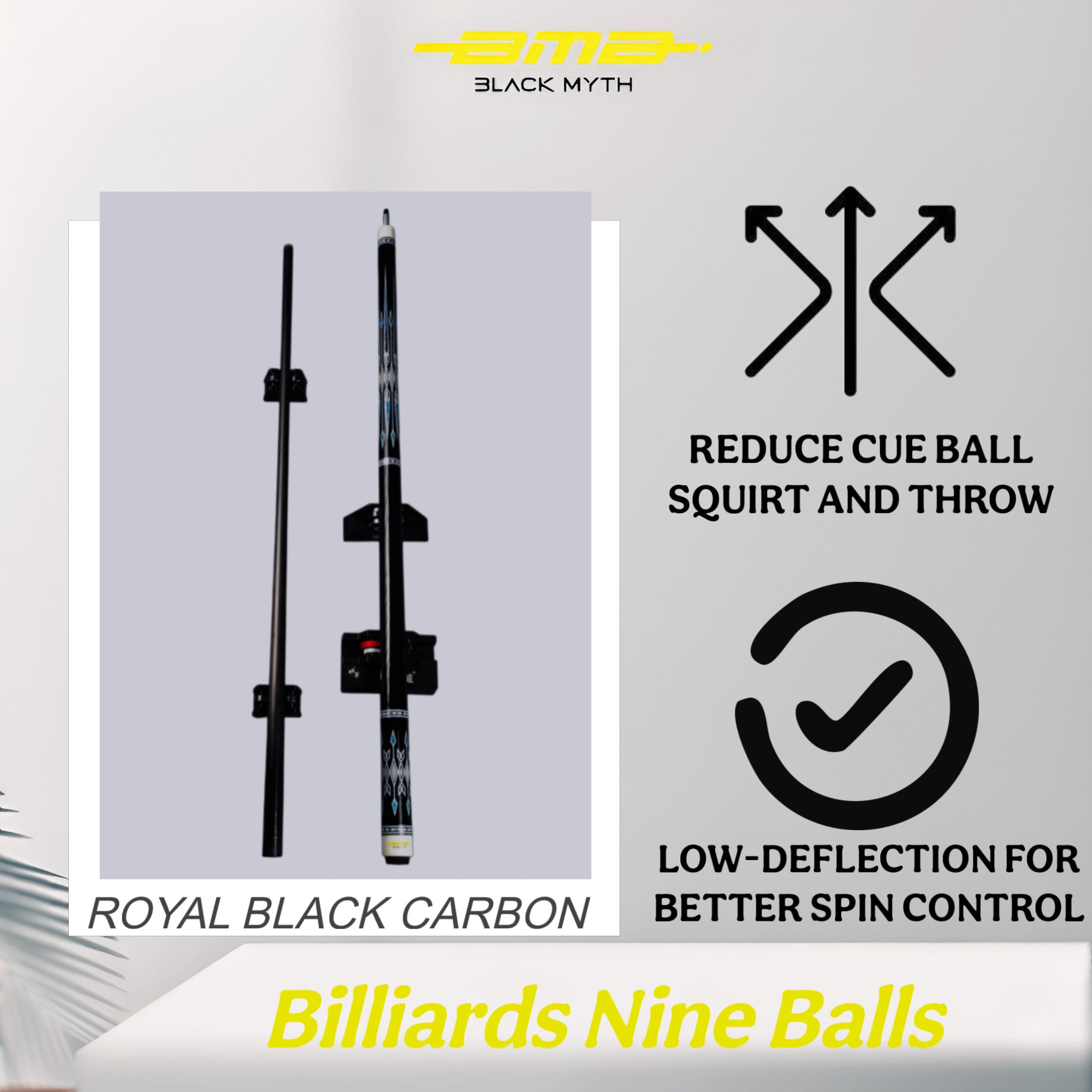 BMB Elite Royal Black Carbon Pool Cue 58" - Professional Grade