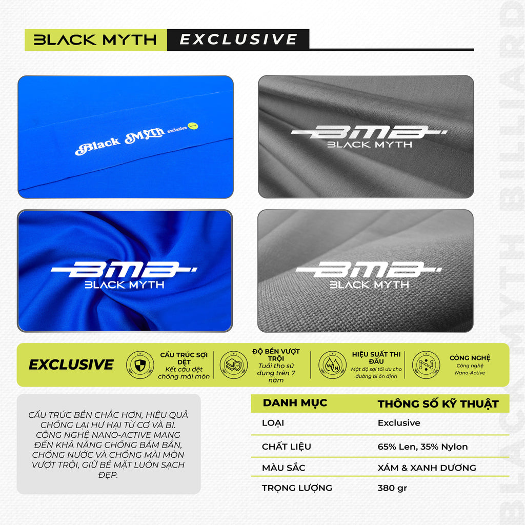 Vải Bàn Bi-A BMB Black Myth – Vải Nỉ Bida Cao Cấp