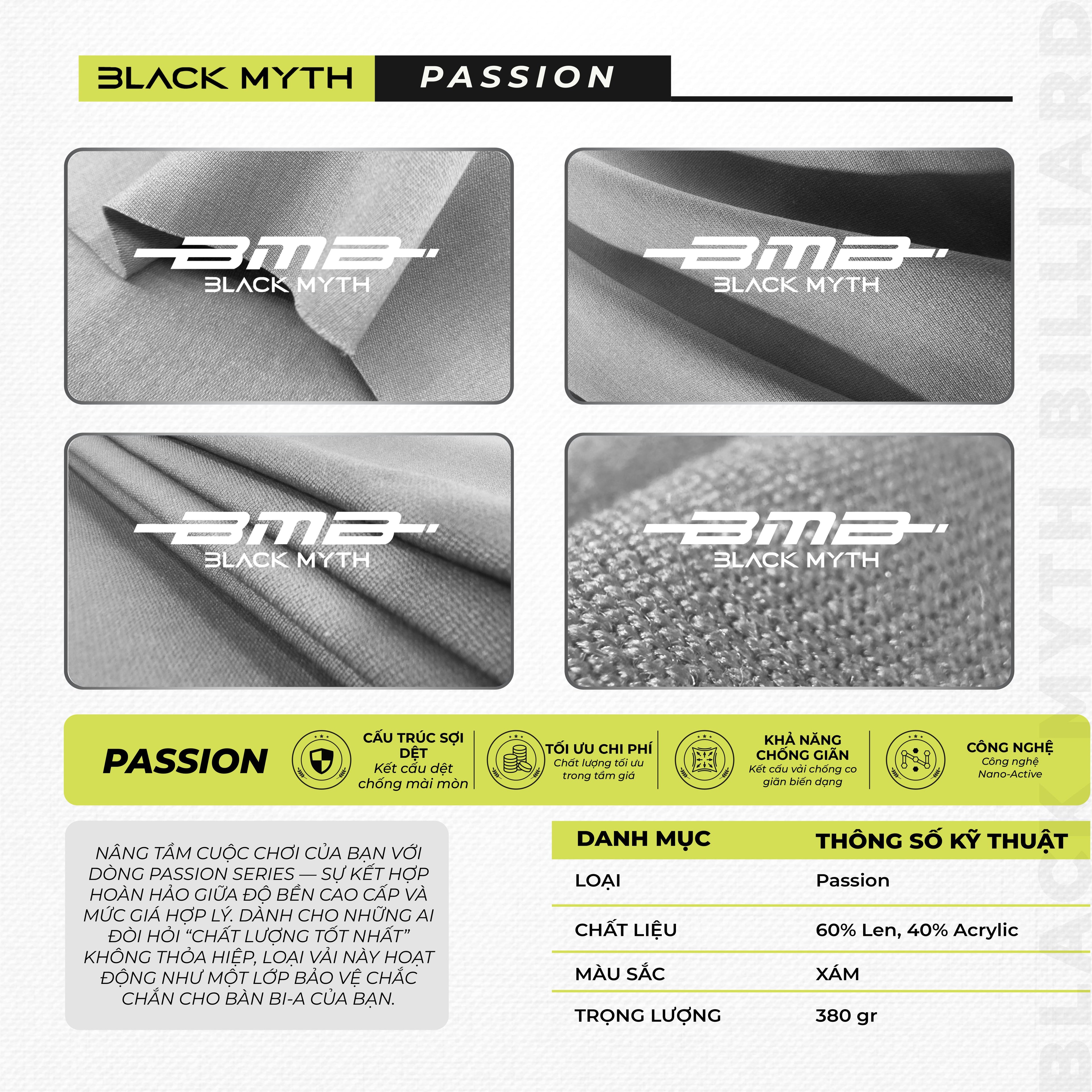 Vải Bàn Bi-A BMB Black Myth – Vải Nỉ Bida Cao Cấp