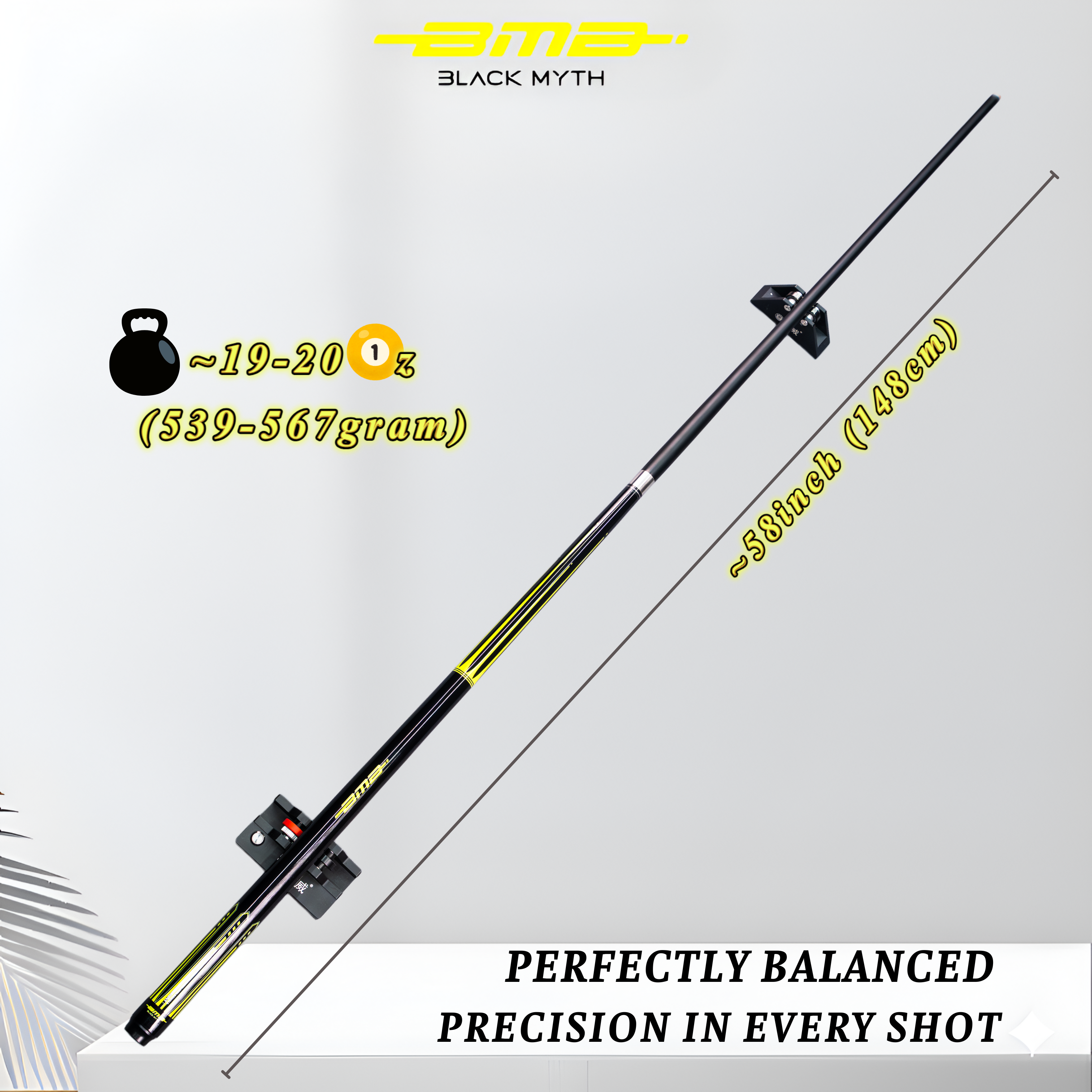 BMB Carbon Fibre Pool Cue Neon Green 58" - Professional Club