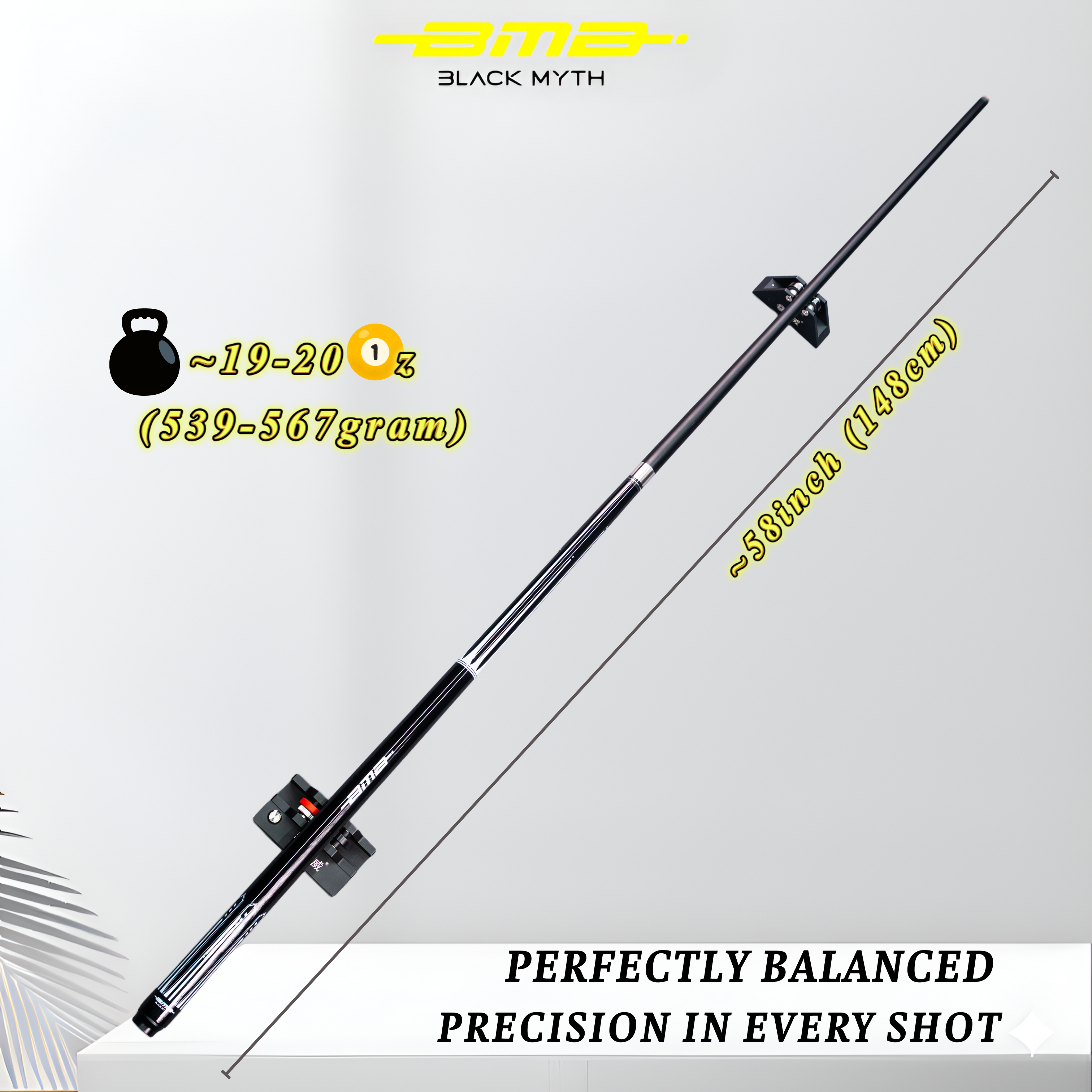 BMB Carbon Fibre Pool Cue Pearl White 58" - Professional Club