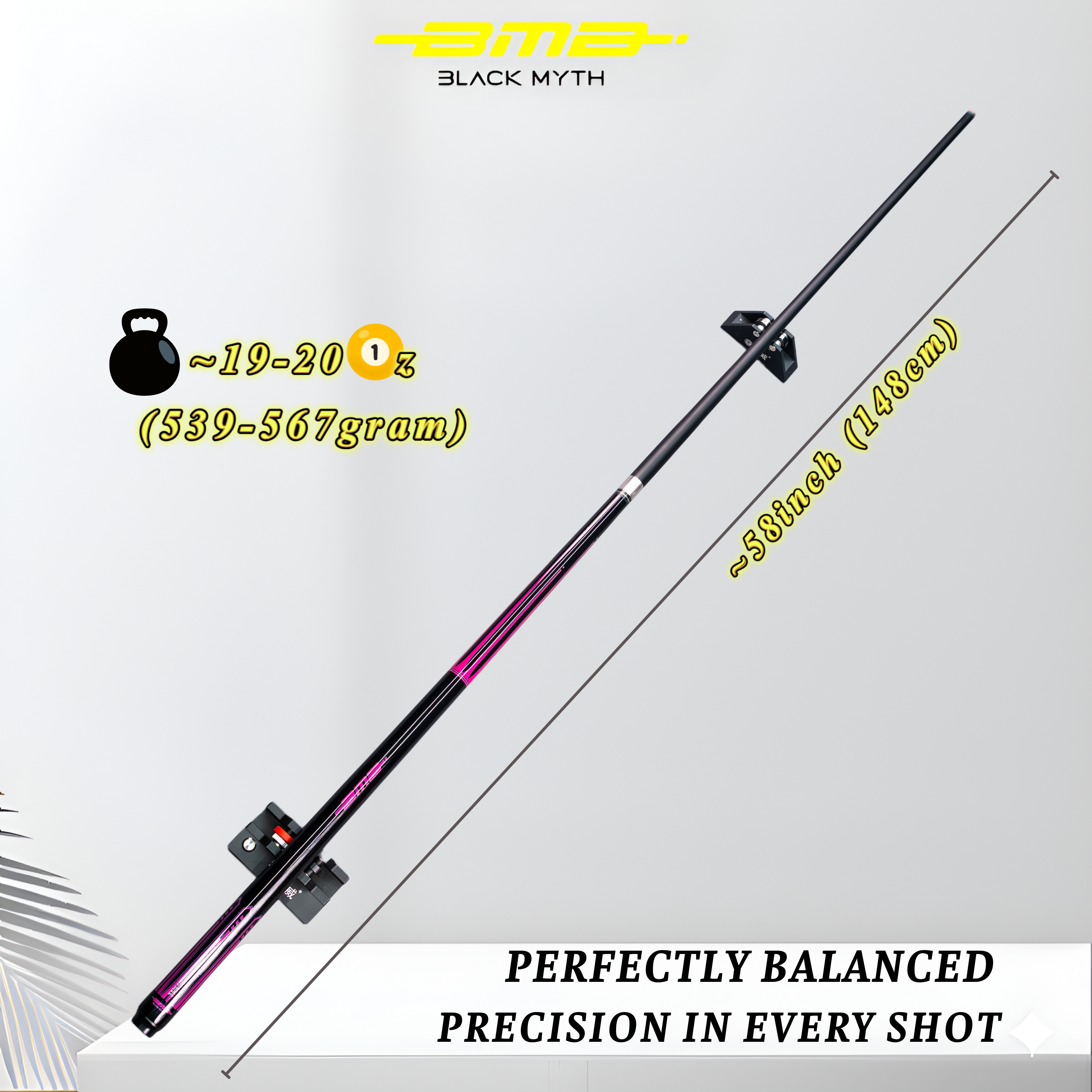 BMB Carbon Fibre Billiard Cue - Ruby Pink Premium, Accurate Strike, High Bounce