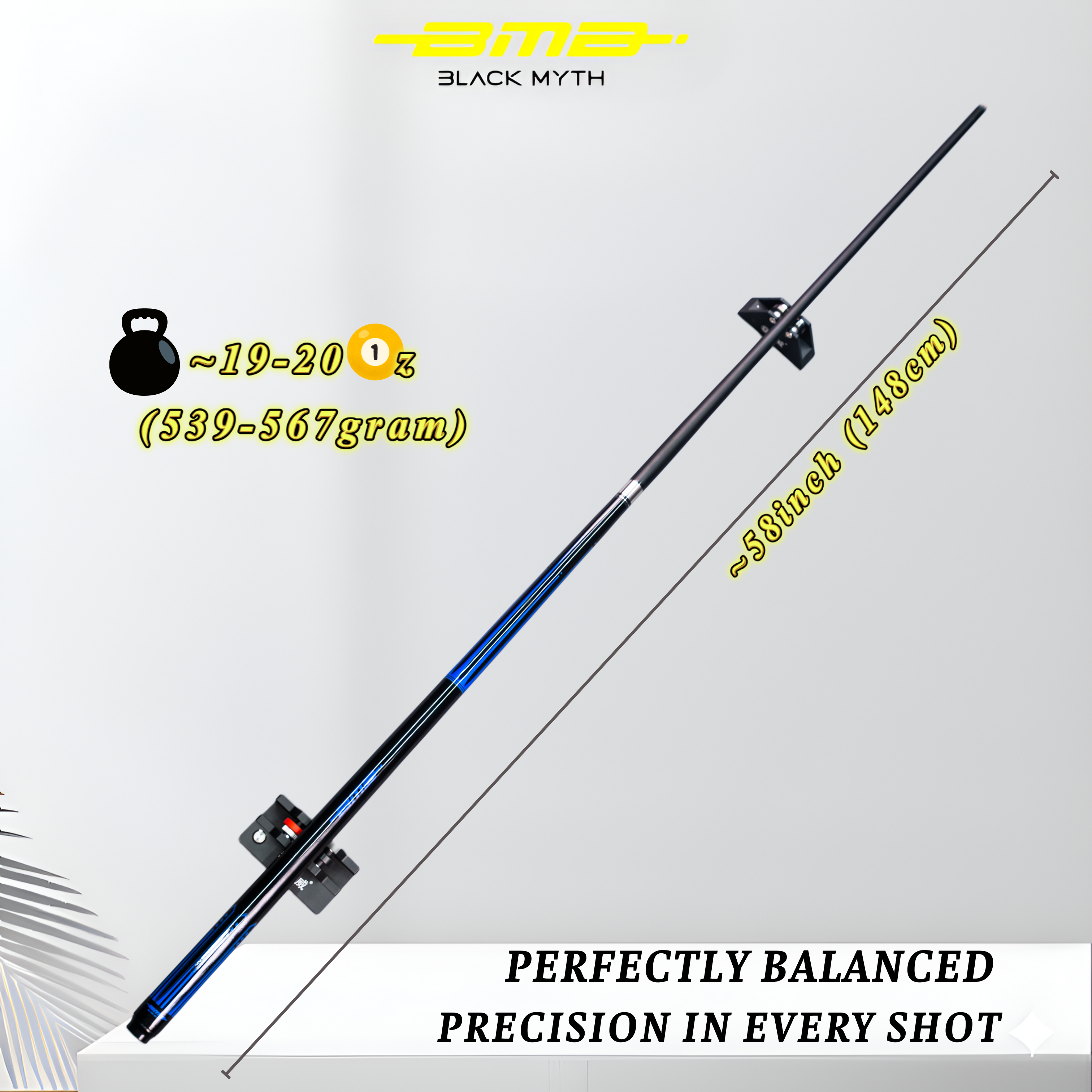 BMB Carbon Fibre Pool Cue Cobalt Blue 58" - Professional Club