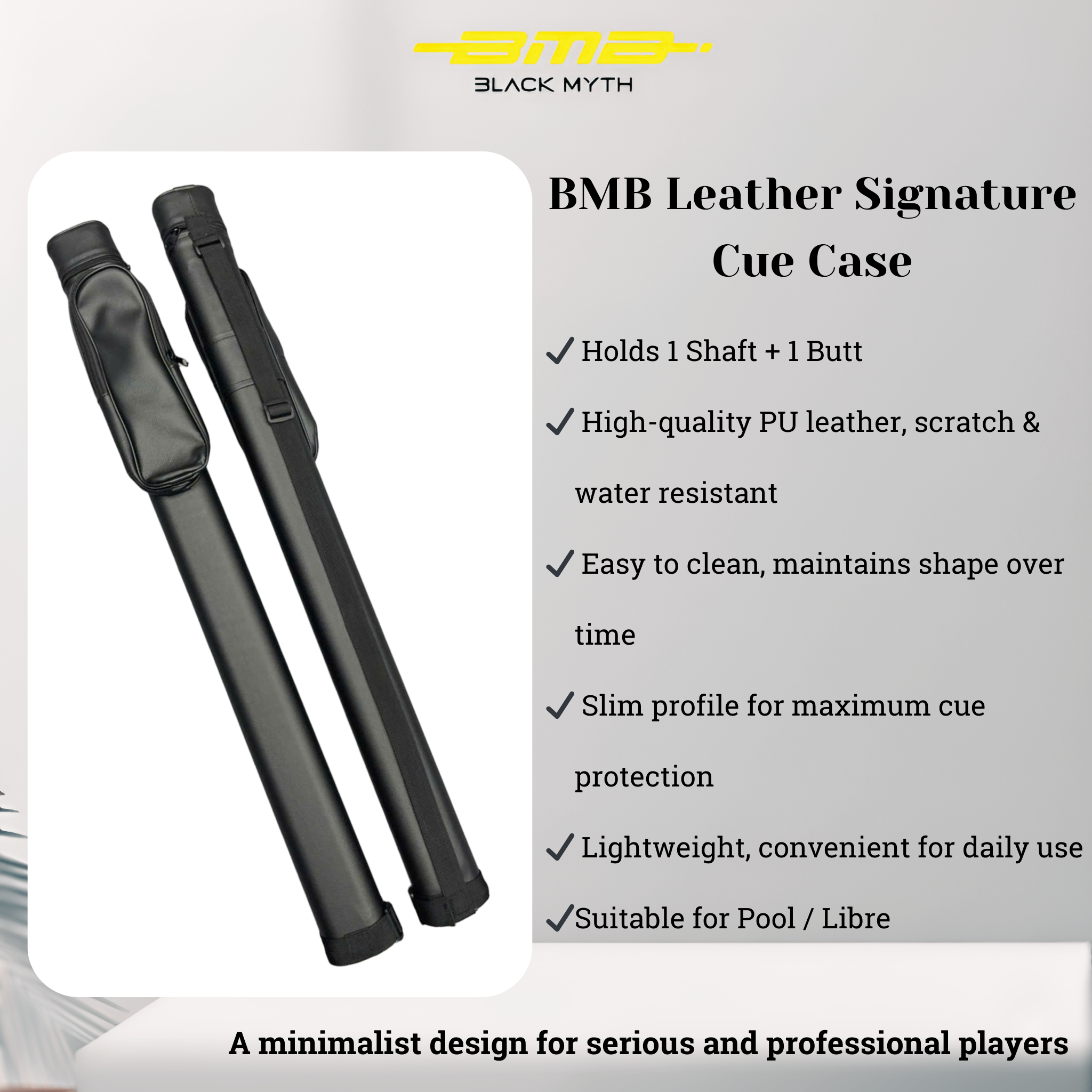 BMB Black Myth 1x1 PU Leather Billiard Cue Case – Shoulder Carry