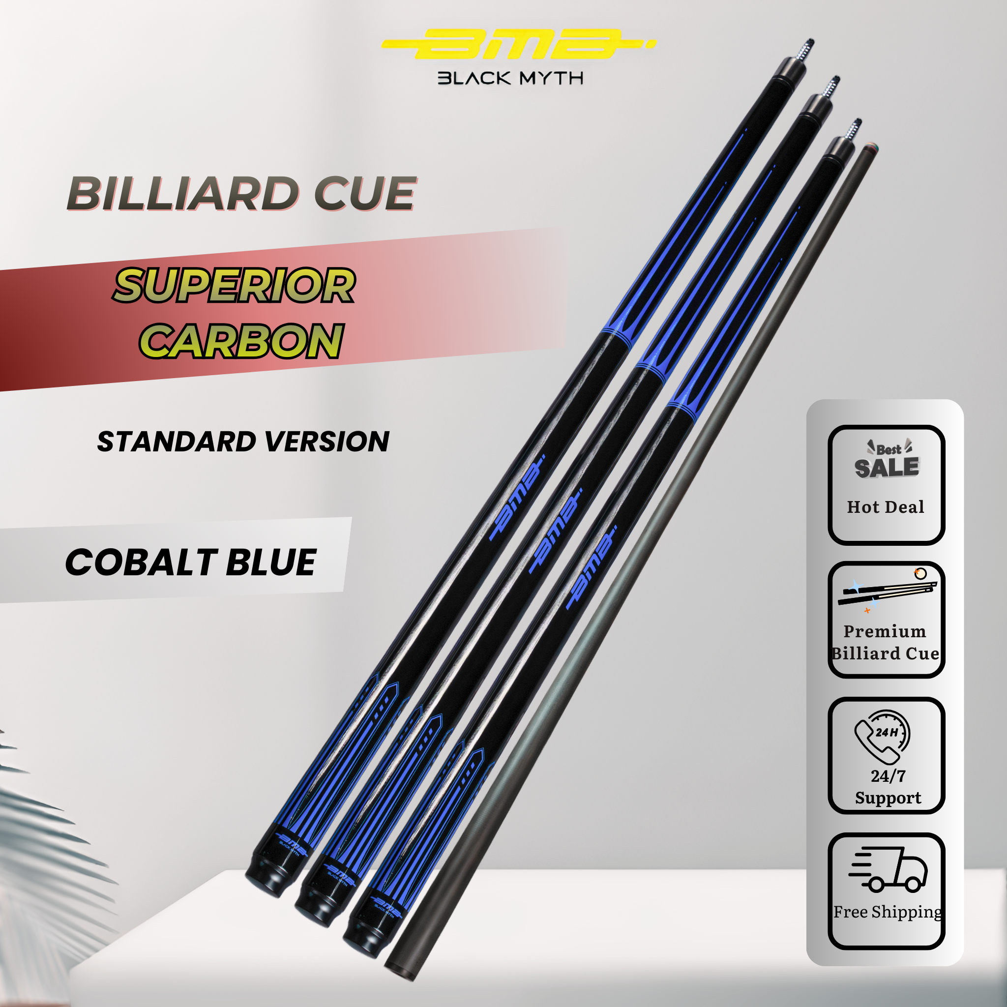 BMB Carbon Fibre Pool Cue Cobalt Blue 58" - Professional Club