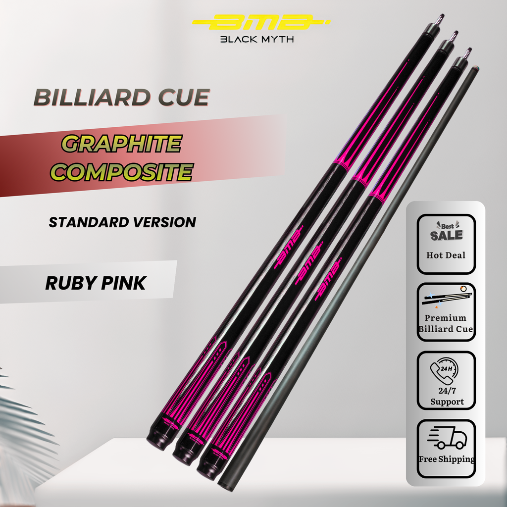 BMB Graphite Composite Pool Cue Ruby Pink 58" - Professional