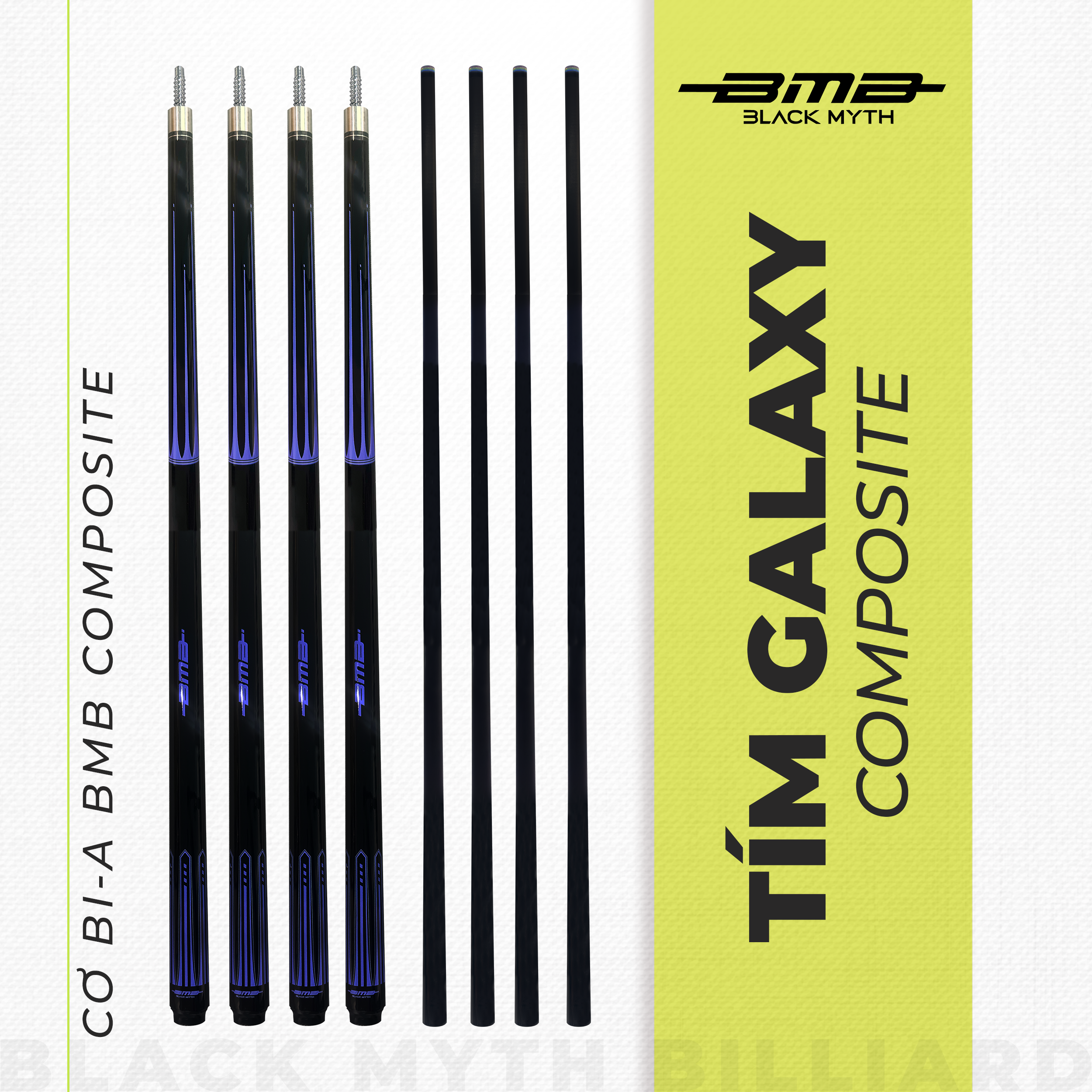 Cơ Bida BMB Tím Galaxy – Ngọn Composite Mượt Tay, Đánh Không Rung, Đường Bi Đỉnh