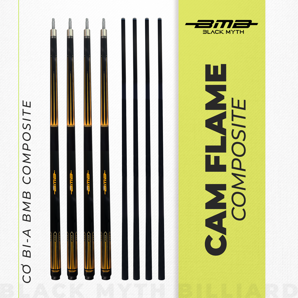 Cơ Bida BMB Cam Flame – Ngọn Composite, Lực Đánh Mạnh, Chính Xác Từng Cú