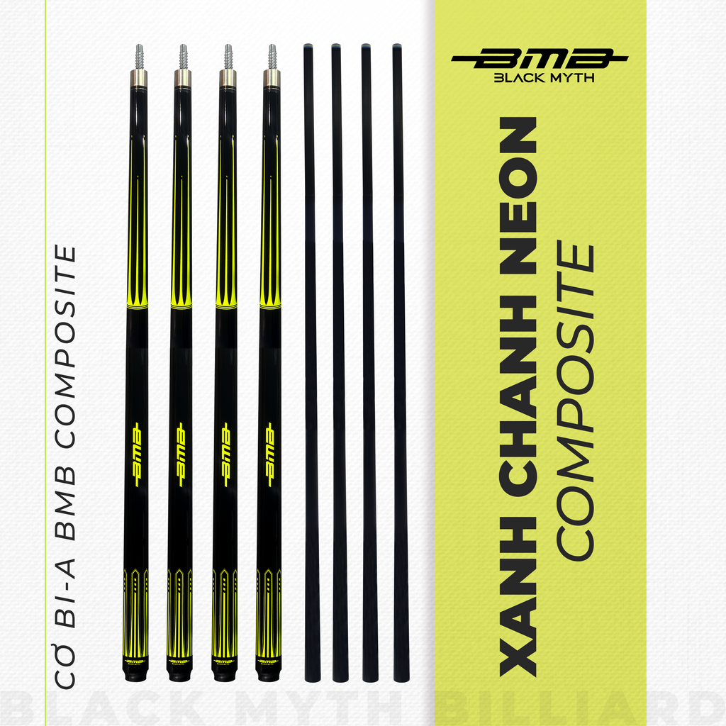 Cơ Bida BMB Xanh Chanh Neon – Ngọn Composite, Phong Cách Trẻ