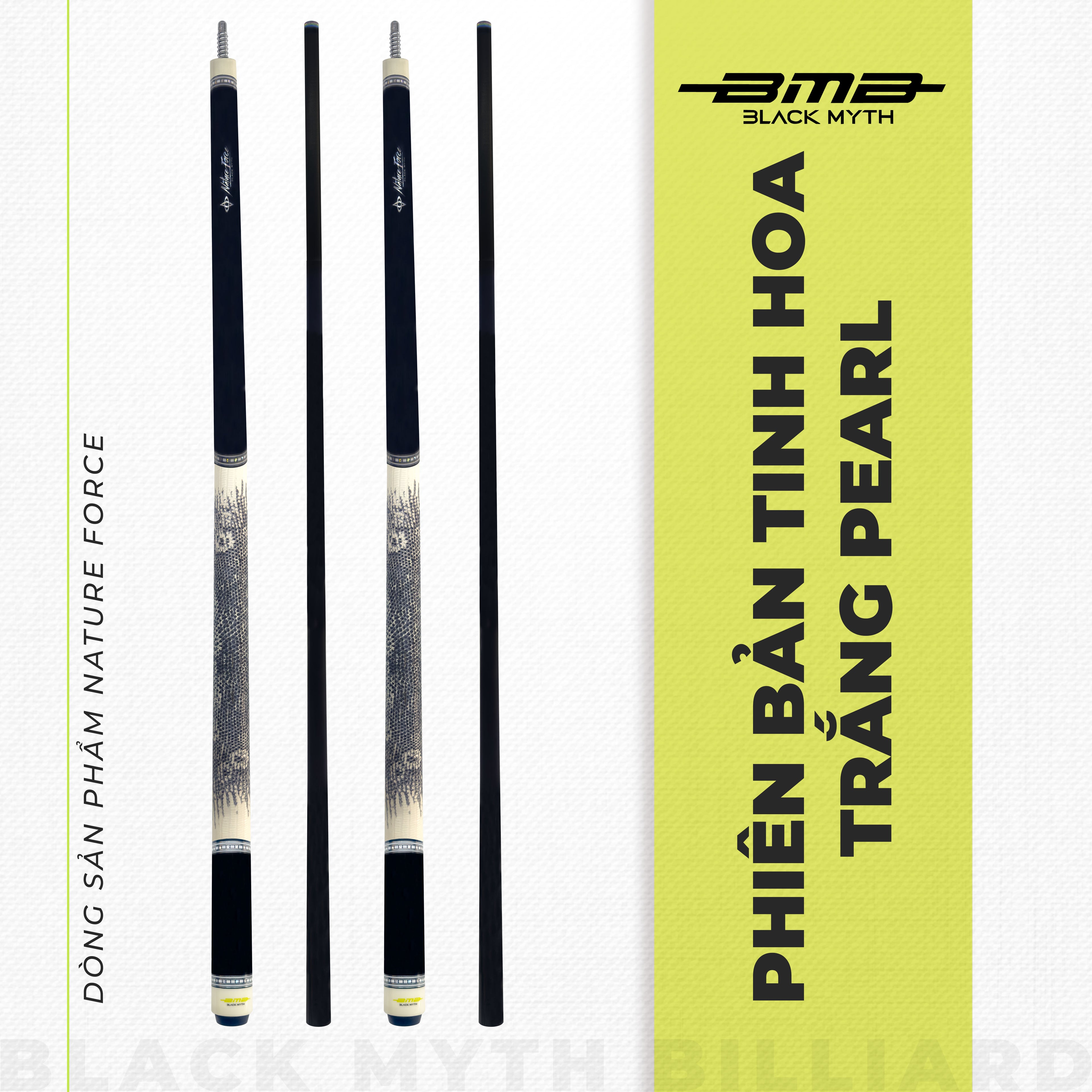 Cơ Bida BMB Elite Onyx Black – Ngọn Carbon, Low Deflection, Đường Bi Chuẩn