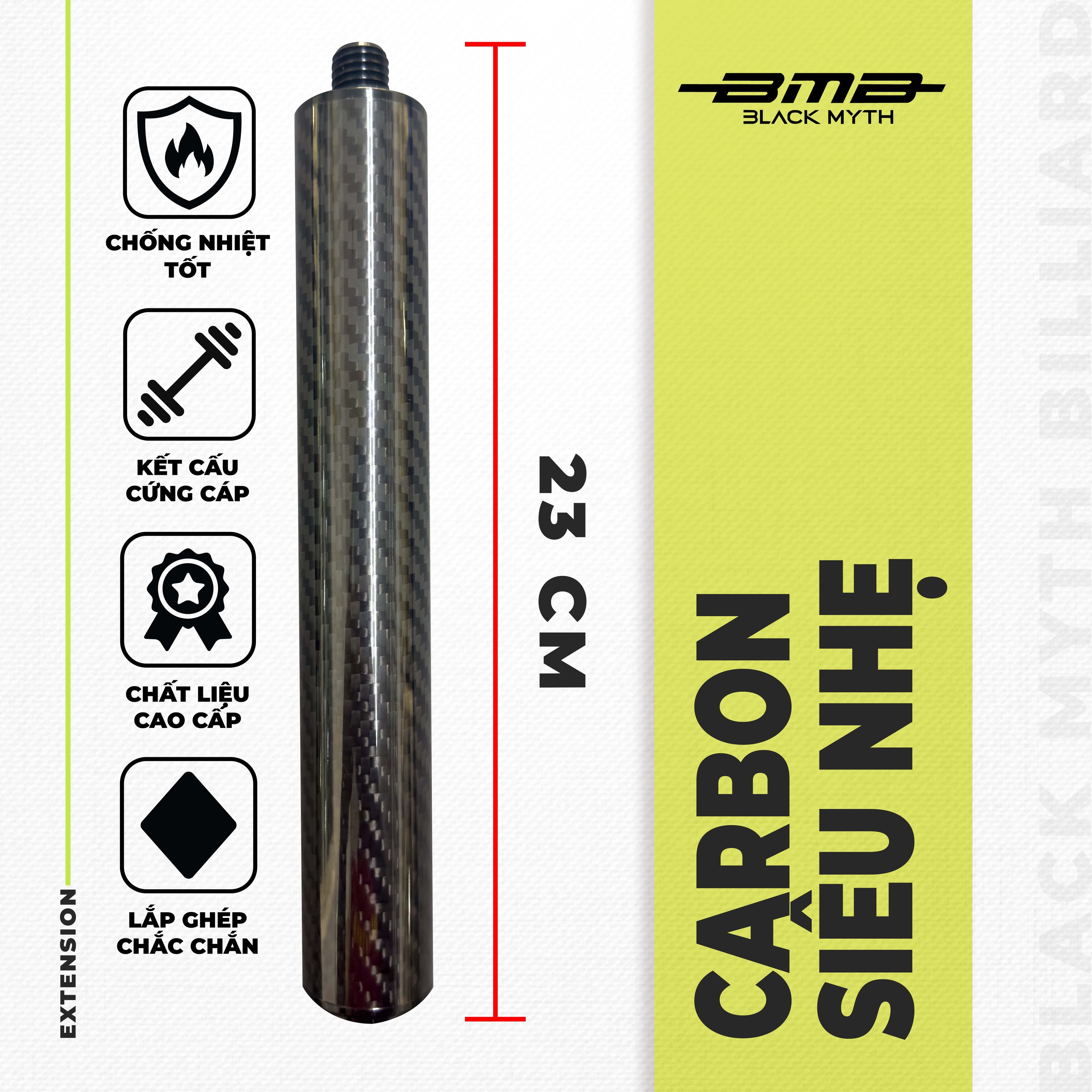 Cán Nối Carbon Bida – BMB Black Myth Nhẹ, Bền, Chính Xác