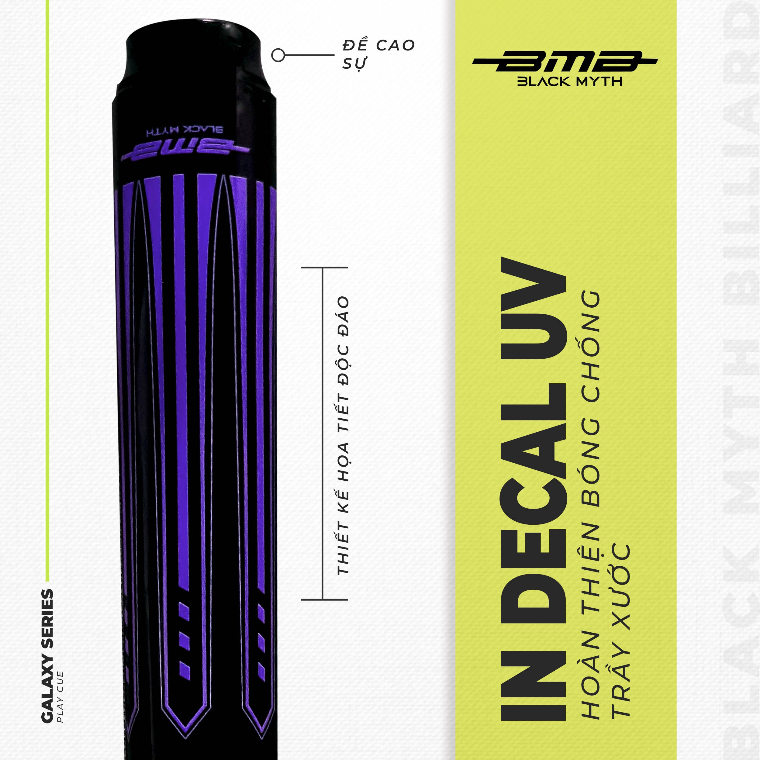 Cơ Bida BMB Tím Galaxy – Ngọn Carbon Low Deflection, Đánh Là Vào