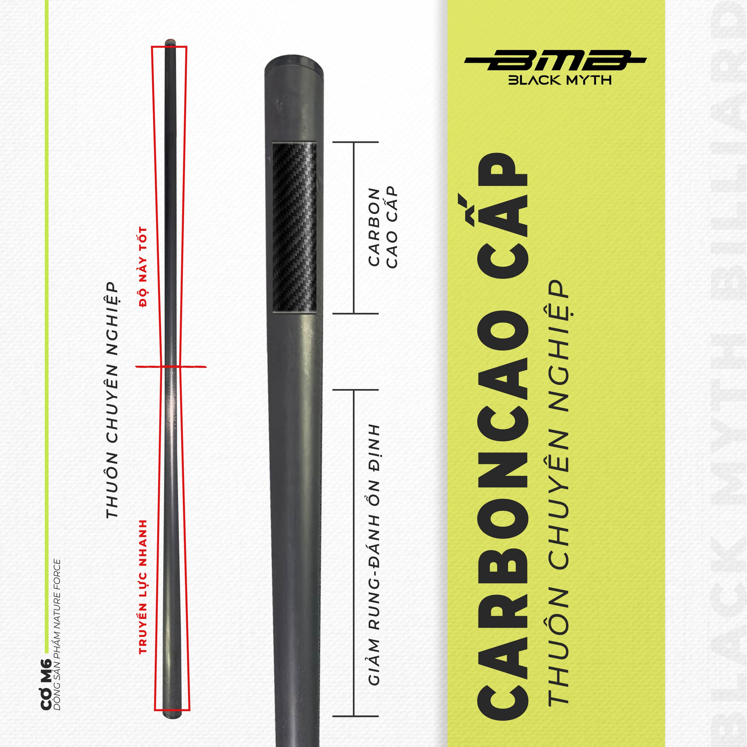 Cơ Bida BMB Hồng Ruby – Ngọn Composite, Low Deflection, Đường Bi Chuẩn
