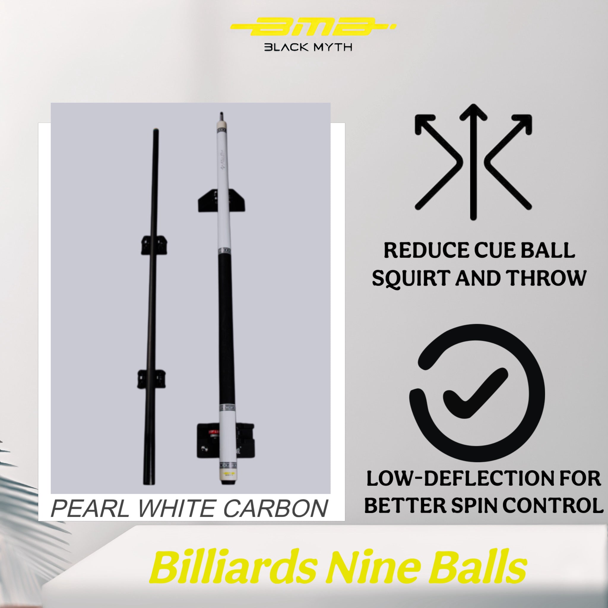 BMB Club Cue Elite Pearl White Carbon Billiard Cue - Professional Pool Cue 58