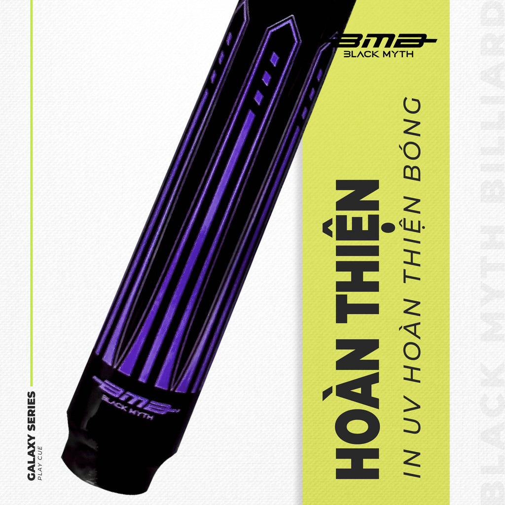 Cơ Bida BMB Tím Galaxy – Ngọn Carbon Low Deflection, Đánh Là Vào